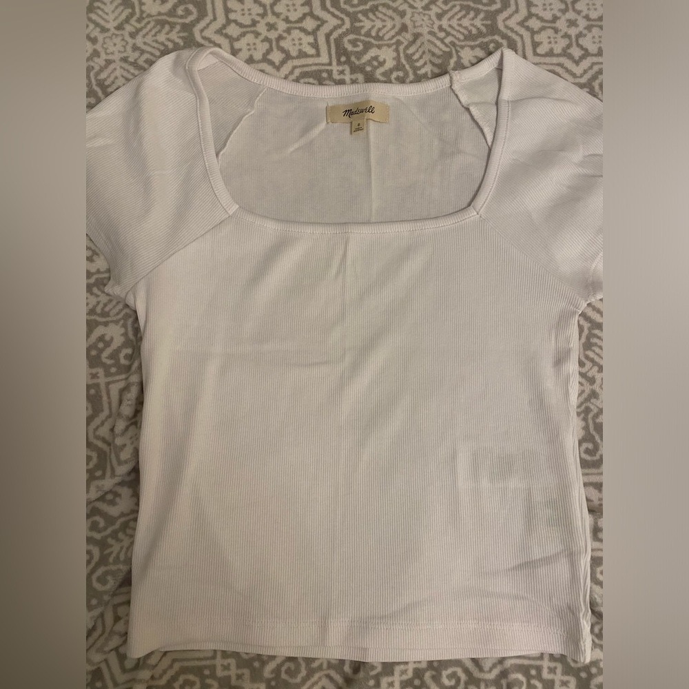 Madswell white crop top, size small